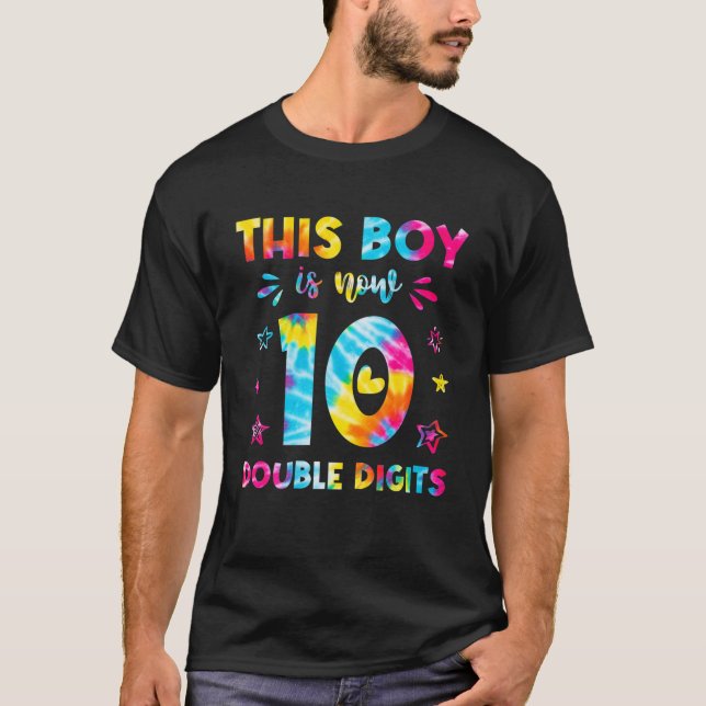 This Boy 10Th Birthday Tie Dye Double Digits 10 Ye T-Shirt (Front)