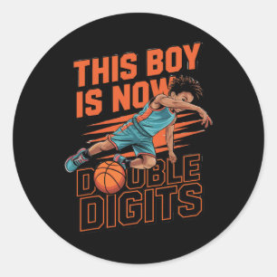 This Boy Double Digits Ten 10 Year Old Birthday Sk Classic Round Sticker