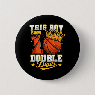 This Boy Double Digits Ten Basketball 10 Year Old 6 Cm Round Badge