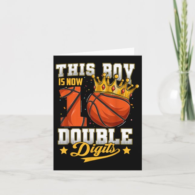This Boy Double Digits Ten Basketball 10 Year Old  Card (Front)