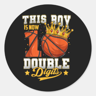 This Boy Double Digits Ten Basketball 10 Year Old  Classic Round Sticker