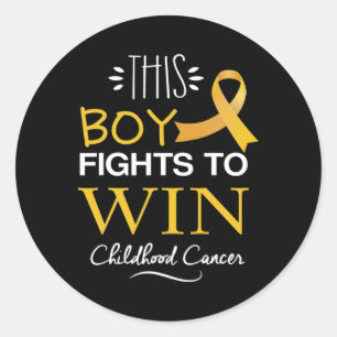 This Boy Fights To Win Childhood Cancer Awareness Classic Round Sticker