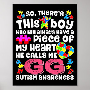 This Boy He Calls Me Gg Fighter Autism Awareness R Poster