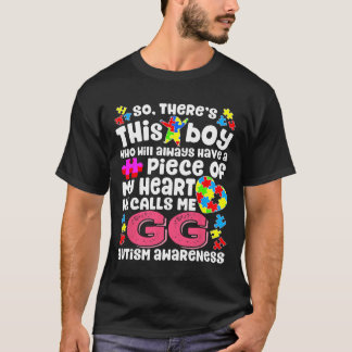 This Boy He Calls Me Gg Fighter Autism Awareness R T-Shirt