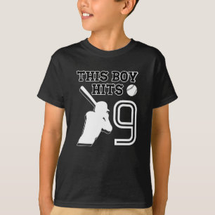 This boy hits 9 – baseball 9h birthday T-Shirt