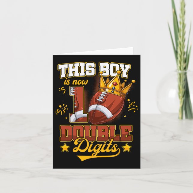 This Boy Is Now 10 Double Digits Football Birthday Card (Front)