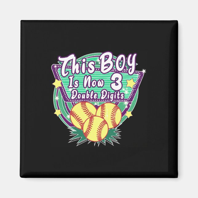 This Boy Is Now 3 Double Digits Birthday Softll Pl Magnet (Front)