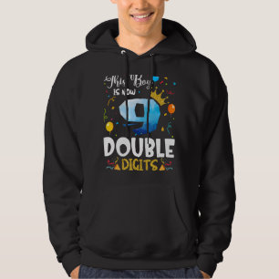 This Boy is Now Double Digits Birthday Boy 9 Year  Hoodie