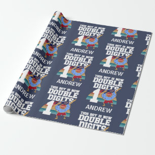 This Boy is Now Double Digits Funny 10th Birthday Wrapping Paper