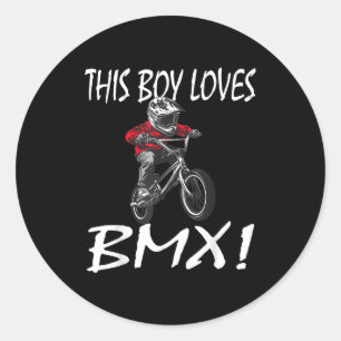 This Boy Loves Bmx, Kids Bmx Classic Round Sticker