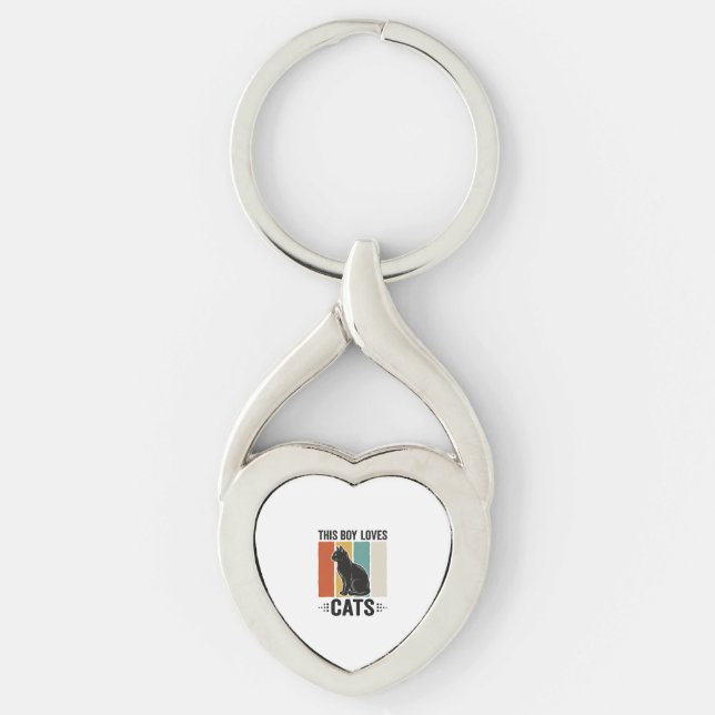 This Boy Loves Cats Retro Cat Lover Design_1 Key Ring (Front)