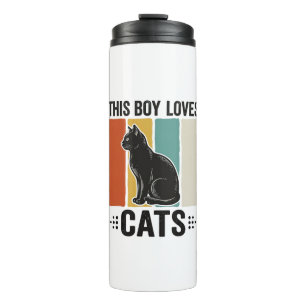 This Boy Loves Cats Retro Cat Lover Design_1 Thermal Tumbler