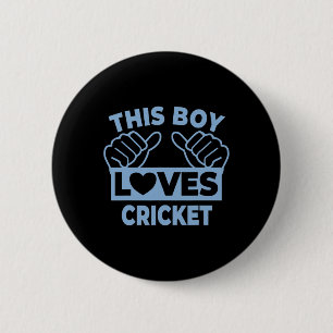 This Boy Loves Cricket - Cricket Player 6 Cm Round Badge