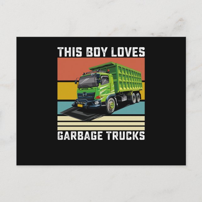 This Boy Loves Garbage Trucks Postcard (Front)