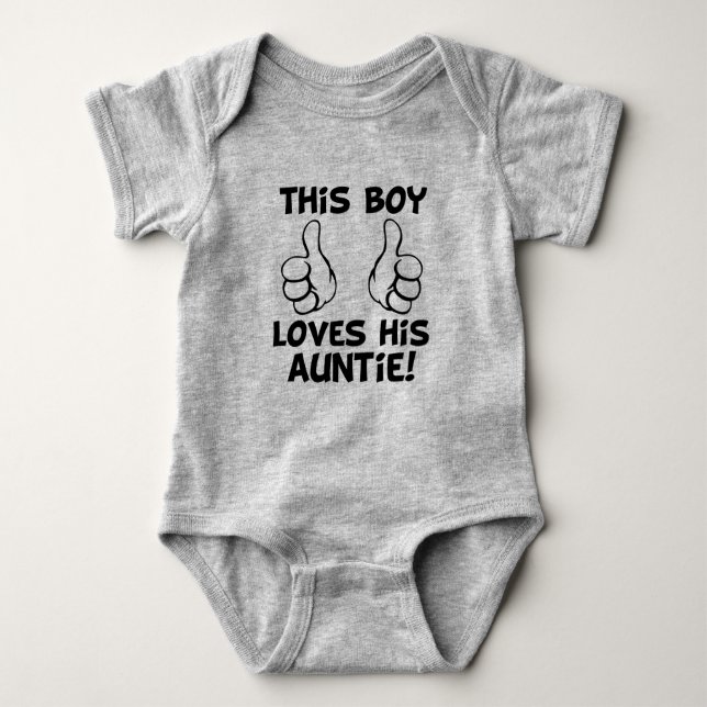 This Boy Loves his Auntie funny baby boy Baby Bodysuit (Front)