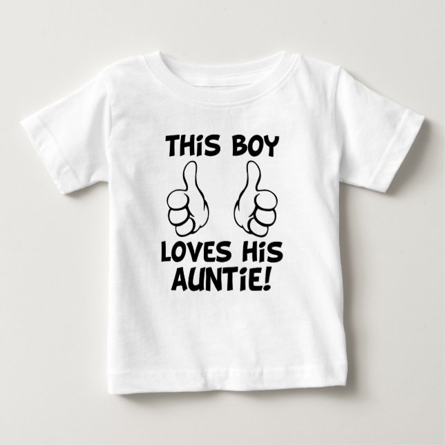 This Boy Loves his Auntie funny baby boy shirt (Front)