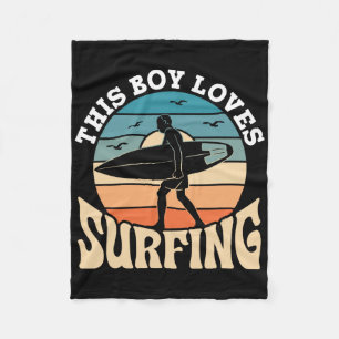 This Boy Loves Surfing Surf Surfer Surfboard Surfi Fleece Blanket
