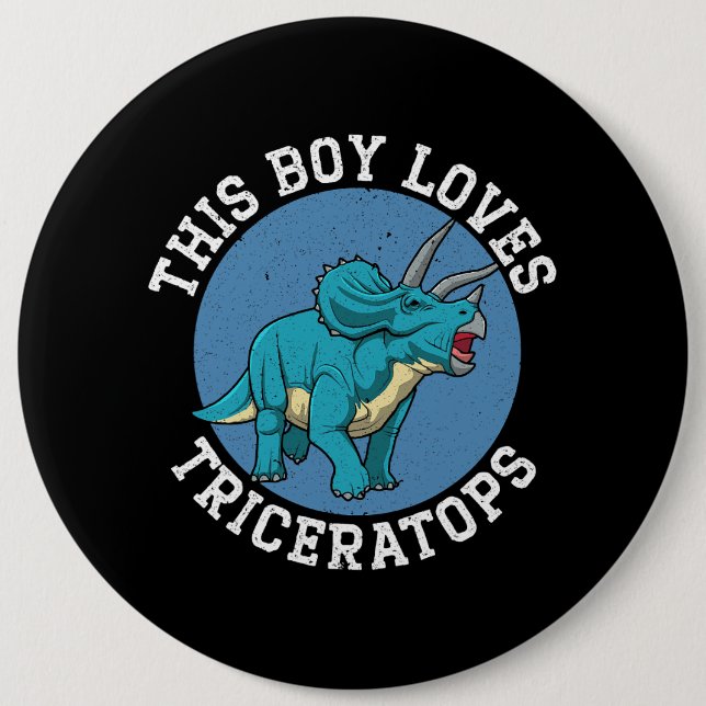 This Boy Loves Triceratops Dinosaur Prehistoric Di 6 Cm Round Badge (Front)