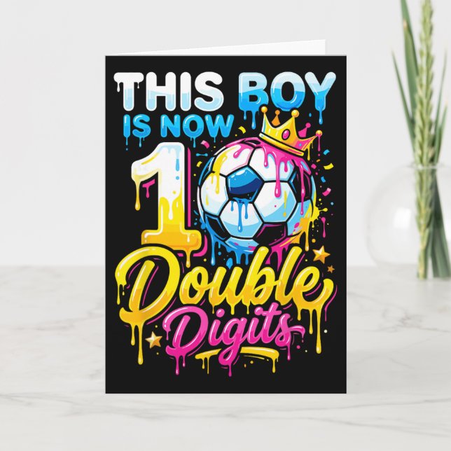 This Boy Now 10 Double Digits Soccer 10th Birthday Card (Front)