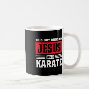 This Boy Runs On Jesus And Karate Christian Gift Coffee Mug