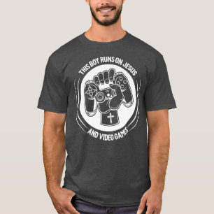 This Boy Runs On Jesus and Video Games - Christian T-Shirt