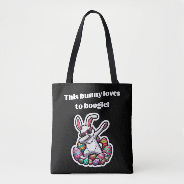 This bunny loves to boogie! tote bag (Front)