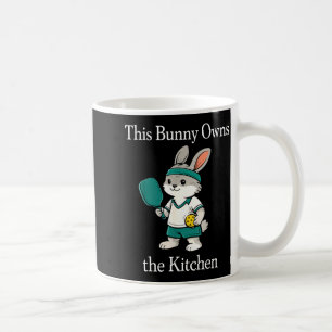 This bunny owns the kitchen funny pickleball playe coffee mug