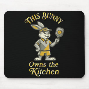 This bunny owns the kitchen funny pickleball playe mouse pad