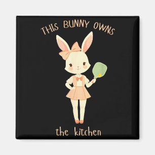 This bunny owns the kitchen pickleball player magnet