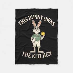 This bunny owns the kitchen rabbit humor picklebal fleece blanket