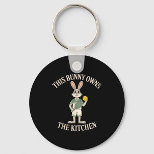 This bunny owns the kitchen rabbit humour pickleba key ring