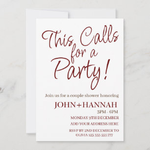  This Calls For a Party Funny Co-ed Couple Shower  Invitation