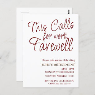 This Calls For Work Farewell Custom Retirement  Postcard