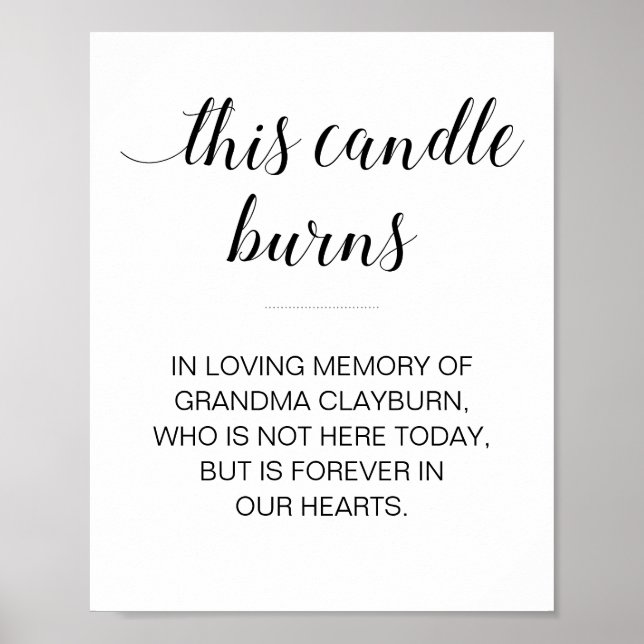 This Candle Burns In Loving Memory Custom Sign (Front)