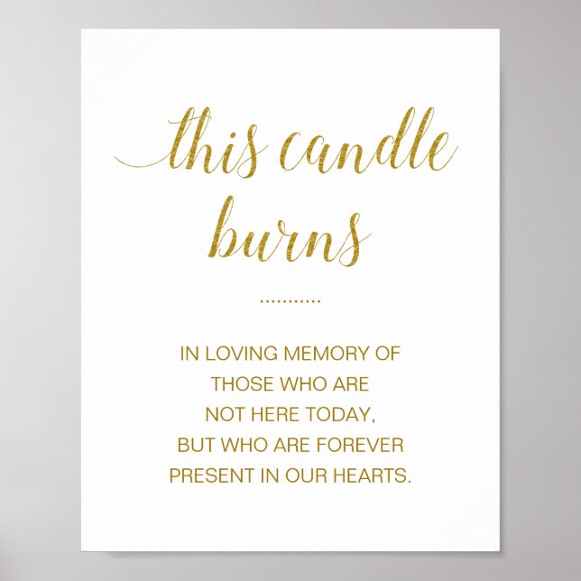 This Candle Burns In Loving Memory Gold Wedding Poster (Front)