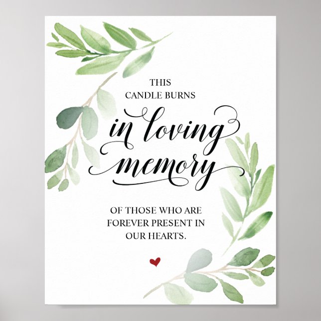 This candle burns in loving memory Memorial Sign (Front)