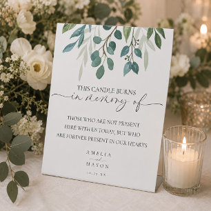 This Candle Burns in Memory of Memorial Wedding Pedestal Sign