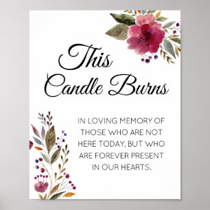 This Candle Burns Maroon Wedding Memorial Poster