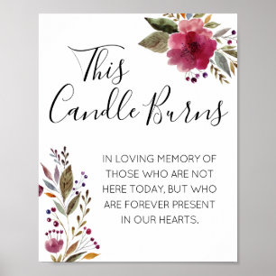 This Candle Burns Watercolor Wedding Memorial Poster