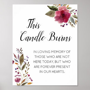 This Candle Burns Watercolor Wedding Memorial Sign