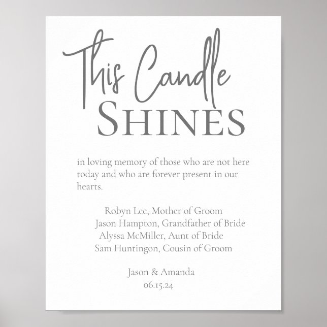 This Candle Shines Wedding Departed Tribute Poster (Front)