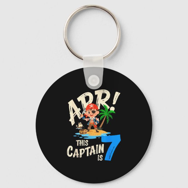 This captain is 7 arr pirate 7th birthday bday key ring (Front)