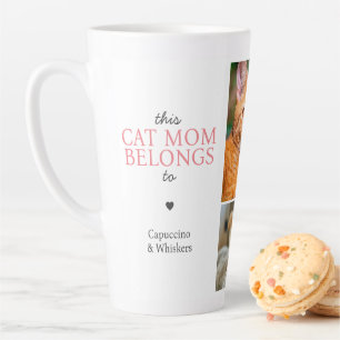 This Cat Mum Belongs To Quote Custom Photo Collage Latte Mug