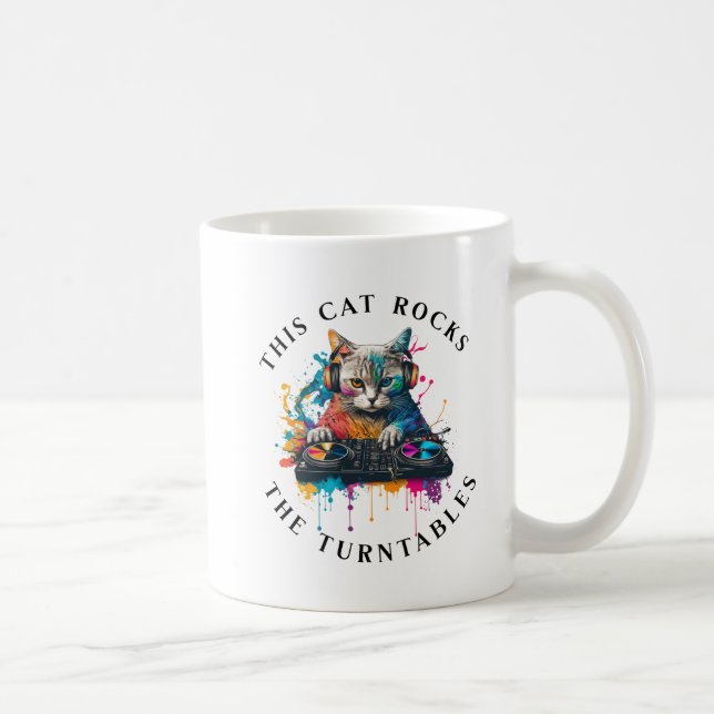 This Cat Rocks the Turntables Coffee Mug (Right)