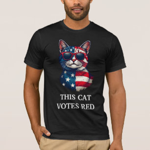 This Cat Votes Red President Trump Flag Patriotic T-Shirt