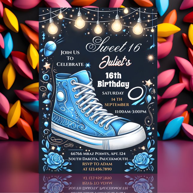 This Chic Shoe Girl Sweet 16 Sneaker Ball Birthday Invitation (Creator Uploaded)