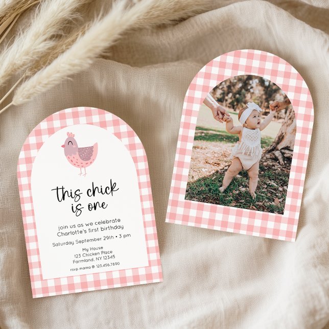This Chick Is One 1st Birthday Photo Invitation (Creator Uploaded)