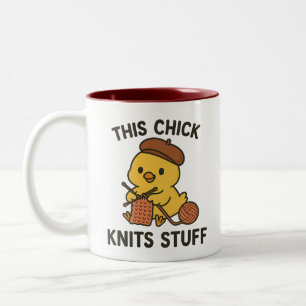 This Chick Knits Stuff Two-Tone Coffee Mug
