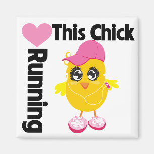 This Chick Loves Running Magnet