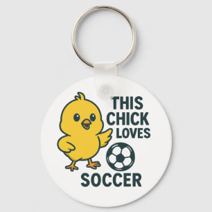 This Chick Loves Soccer Key Ring